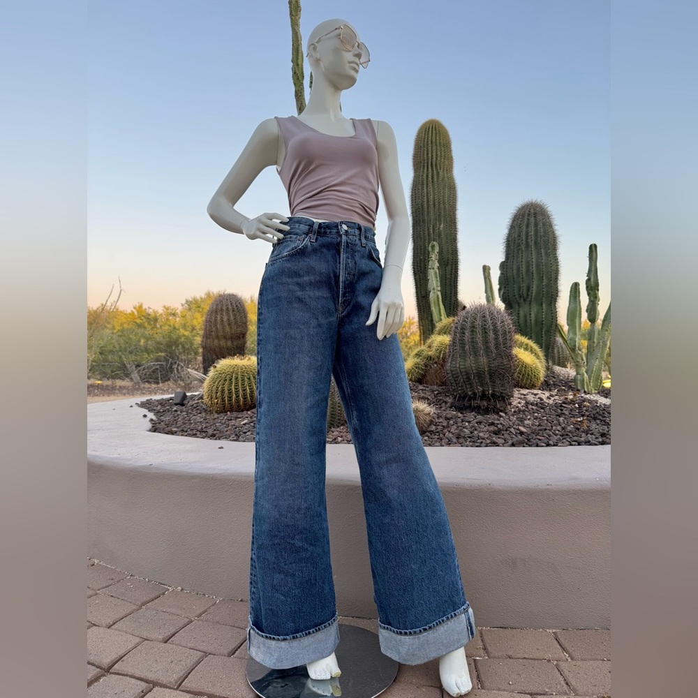 Agolde Women's Dame High-Rise Wide Leg Jeans - Blue size 27